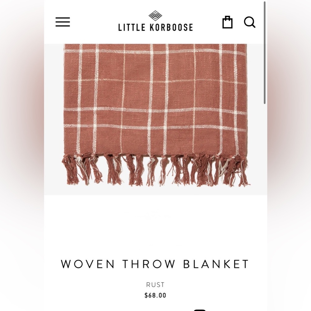 New Little Korboose boutique Plaid Woven Throw Blanket